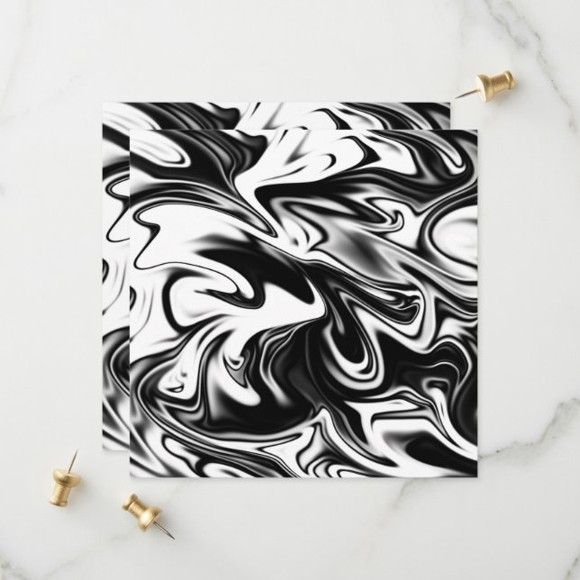 "Cosmic Swirl: The Black and White Marble Elegance Spara Datumet (Fram/Back In Situ)