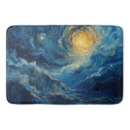 Cosmic Swirls: Etheral Indigo & Guld Art Badrumsmatta