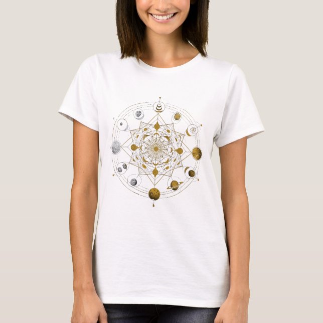 Cosmic Symmetry - Celestial Mandala Space T-Shirt (Framsida)