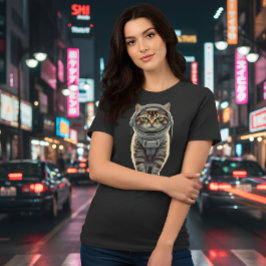 Cosmic Tabby katt: Retro Space Explorer Tee