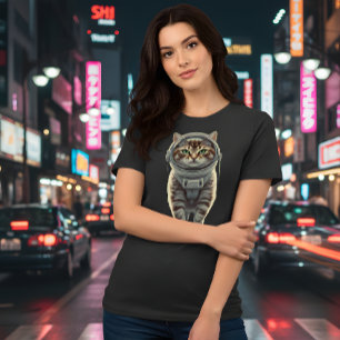 Cosmic Tabby katt: Retro Space Explorer Tee