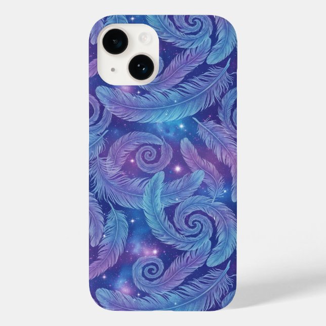 Cosmic Teal-Purple Feather Swirl Pattern (Baksida)