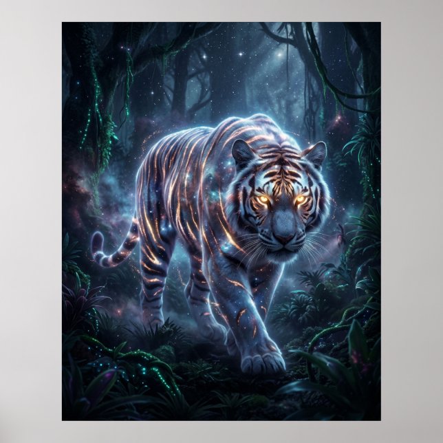 Cosmic Tiger Nebula Jungle Poster (Framsidan)