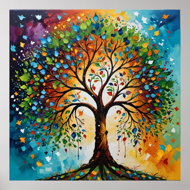 Cosmic Träd of Myths - Indian FolArt Poster (Framsidan)