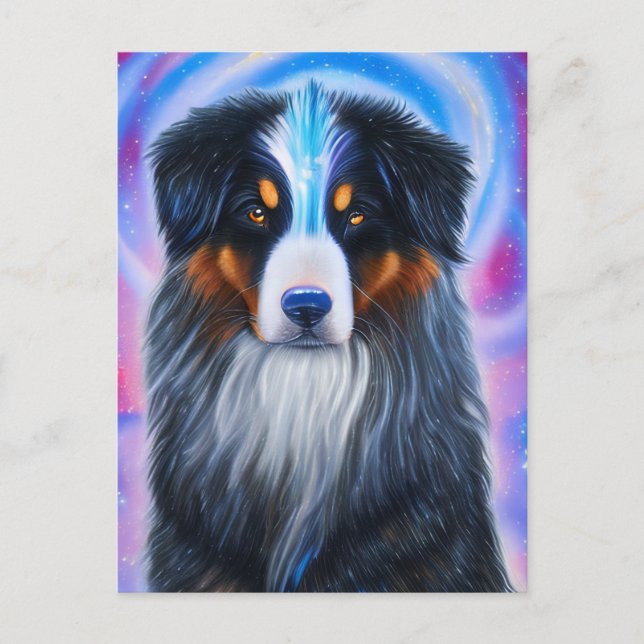 Cosmic Tri Färg Austrailian Shepherd Vykort (Framsida)