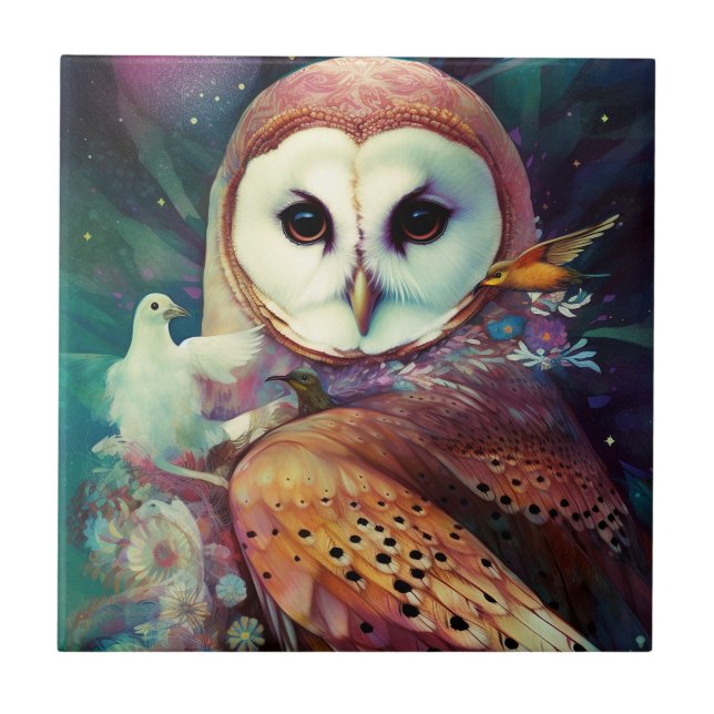 Cosmic Uggla Fantasy Art Kakelplatta (Framsidan)