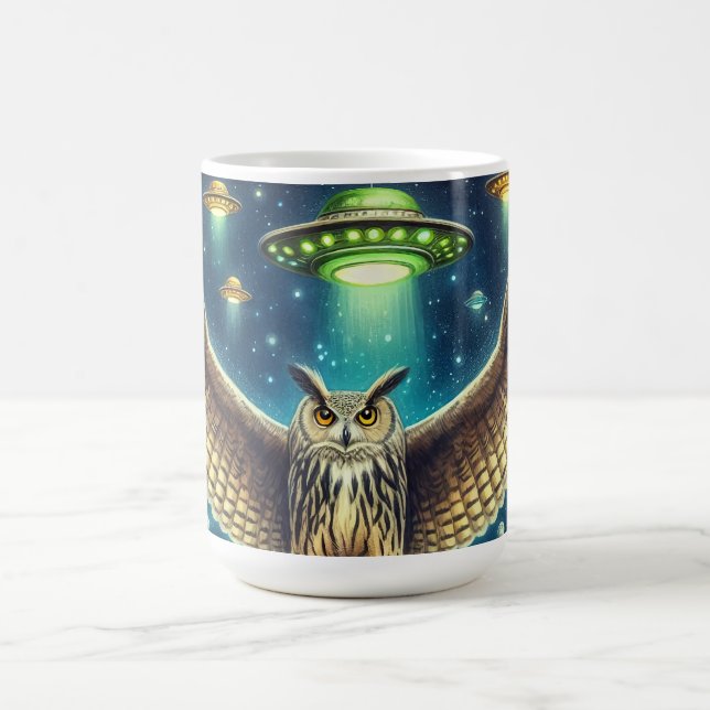 Cosmic Uggla Nightscape - UFO i himmel Kaffemugg (Center)