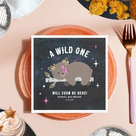 Cosmic Unge Sömnig Vild En Rosa Baby Shower Pappersservett