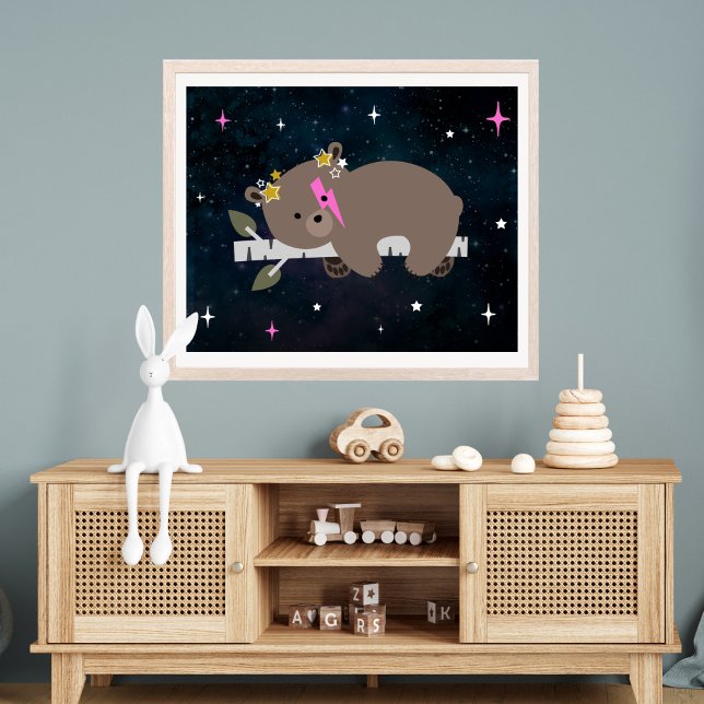 Cosmic Unge Sömnig Vild En Rosa Girl Girl Nursery Poster (Skapare uppladdad)