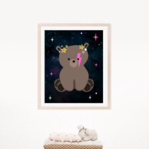 Cosmic Unge Vild One Rosa Girl Nursery Poster
