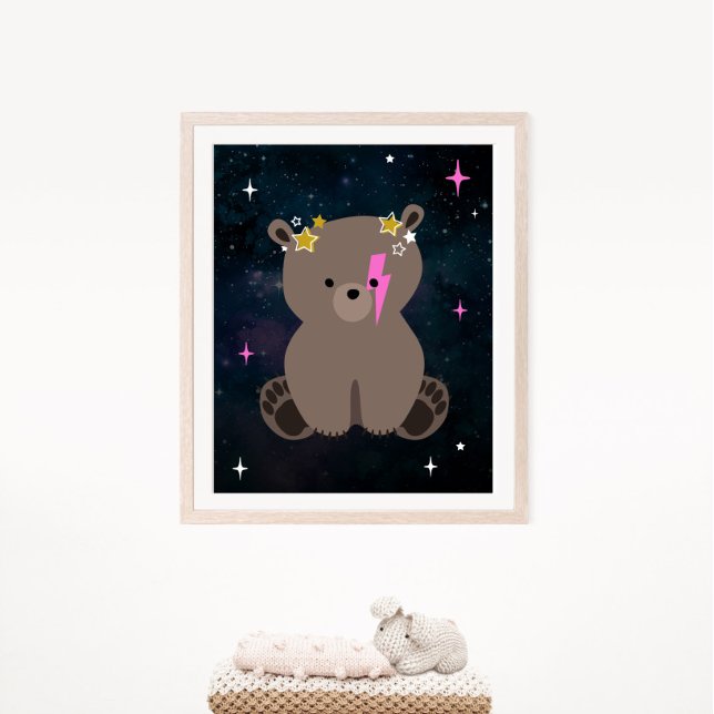 Cosmic Unge Vild One Rosa Girl Nursery Poster (Skapare uppladdad)