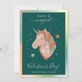 Cosmic Unicorn Kids Classroom Valentines Day Star Julkort