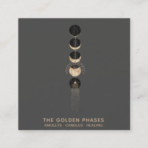 *~* Cosmic Universe Guld Måne Phases Glitter Fyrkantigt Visitkort