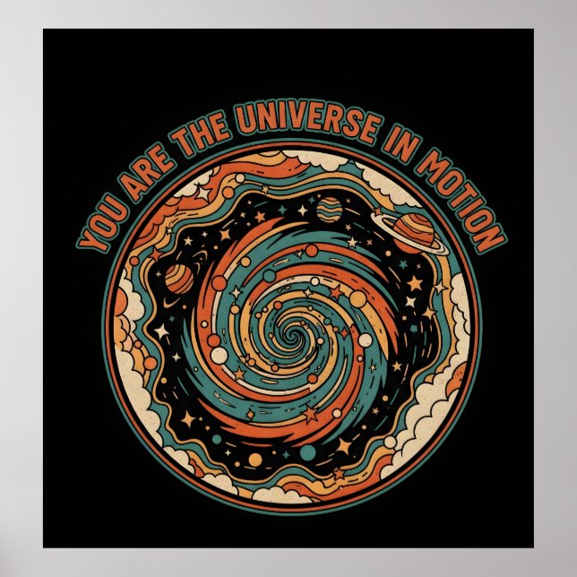 Cosmic Universe In Motion - Retro Aesthetic Spirit Poster (Framsidan)