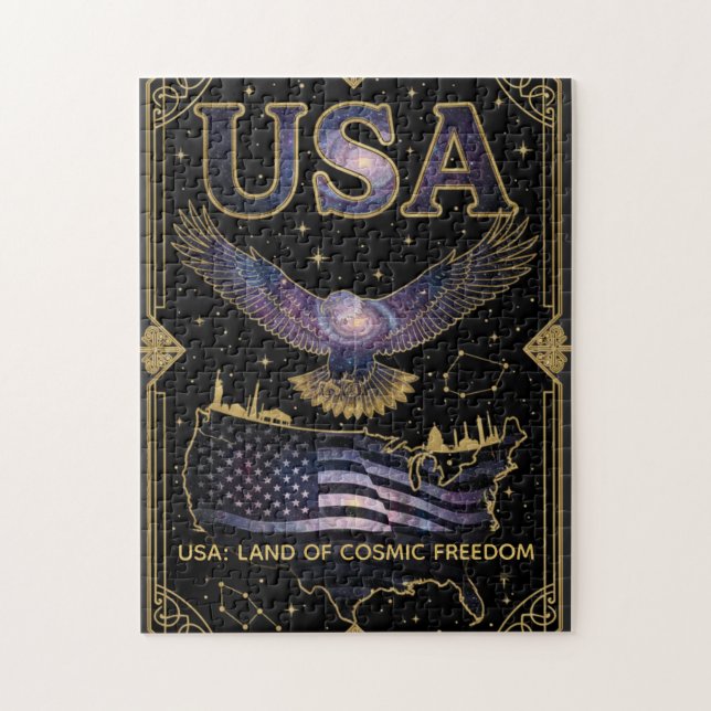 Cosmic USA Eagle Celestial Map Art Pussel (Vertikal)