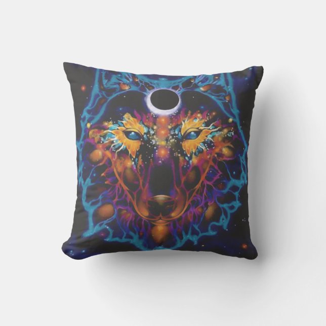 "Cosmic varg Pillow - Mystical Galaxy Art Kudde (Framsida)