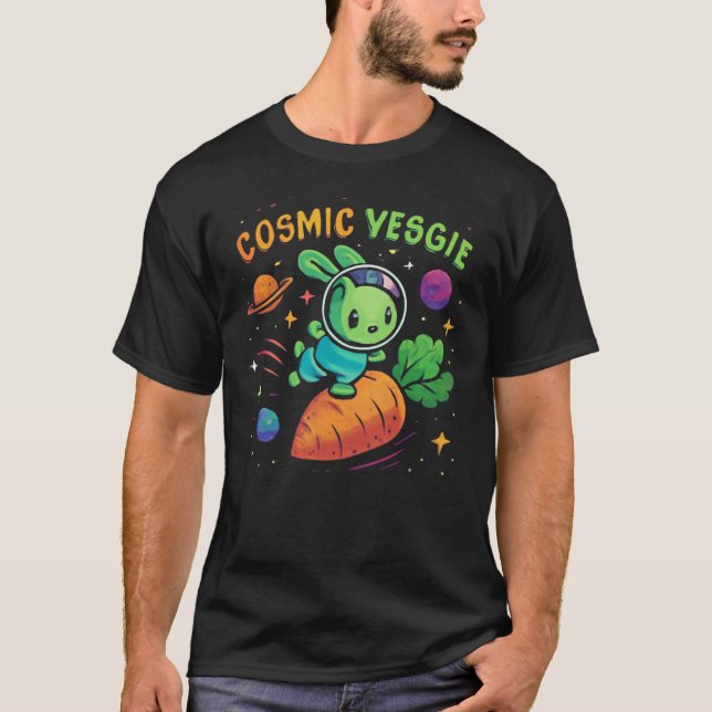 Cosmic Veggie Explorer - Astronaut Bunny T Shirt (Framsida)