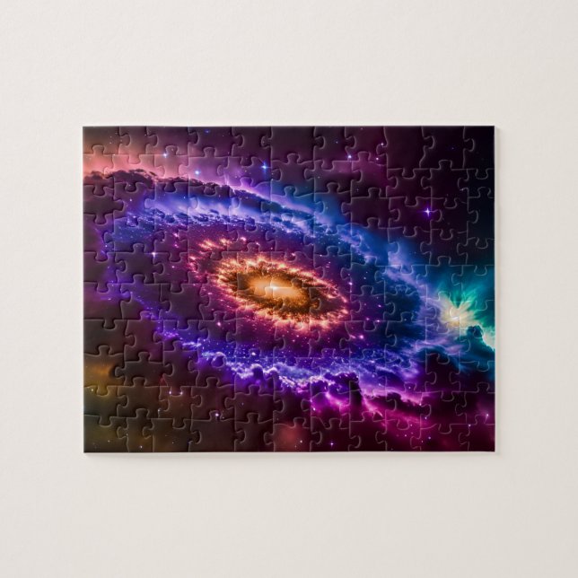Cosmic Vibrant Lila och Rosa Galaxy i Universe Pussel (Horisontell)