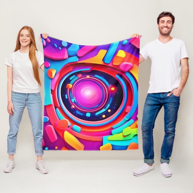 Cosmic Vortex: A Neon Odyssey Fleecefilt (På plats)