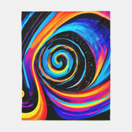 Cosmic Vortex Swirl i Neon Hues Fleecefilt