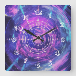 Cosmic Wall Clock. Fyrkantig Klocka