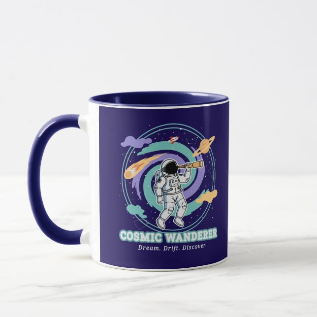 Cosmic Wanderer Astronaut Telescop Mugg (Vänster)