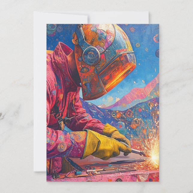 Cosmic Welder - Abstrakt Welding Art Print Inbjudningar (Framsida)