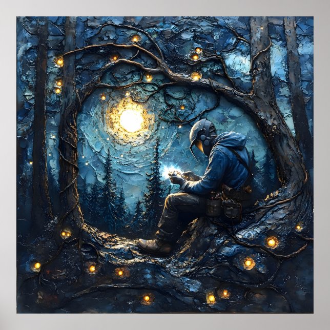 Cosmic Welder Art-Starry Night Welding-mästerverk Poster (Framsidan)