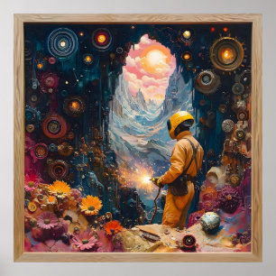 Cosmic Welder in Blommigt Dreamscape - Welding Art Poster