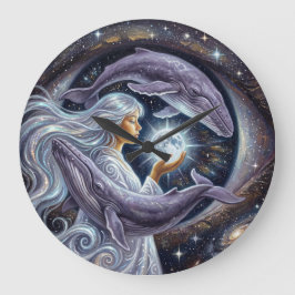 Cosmic Whale and the Girl | Surreal Wall Clock Stor Klocka