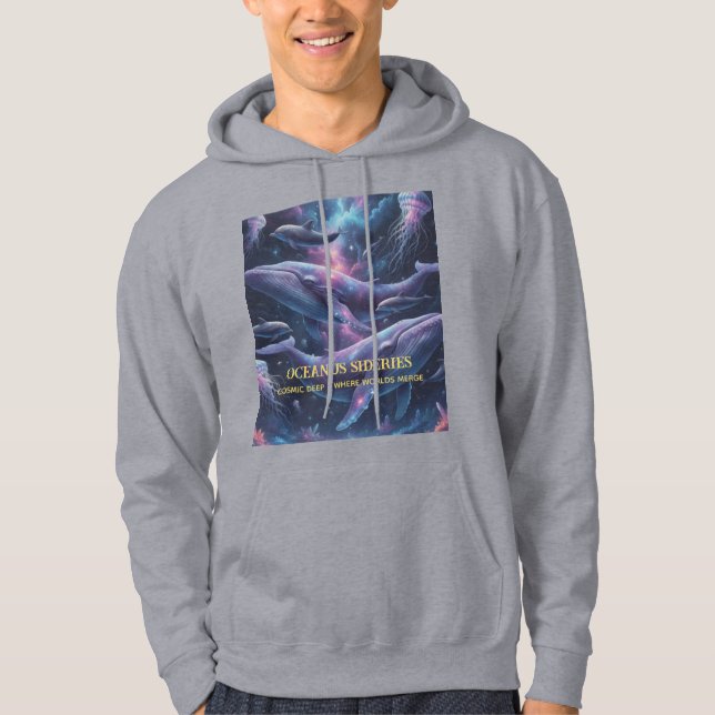 Cosmic Whale Galaxy Ocean Hoodie (Framsida)