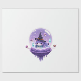 Cosmic Witch Cat Crystal Ball Kawaii Gift Wrapping Presentpapper