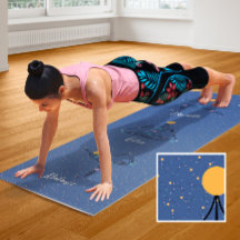 Cosmic Yoga Poses och Phrases Blue Yoga Mat
