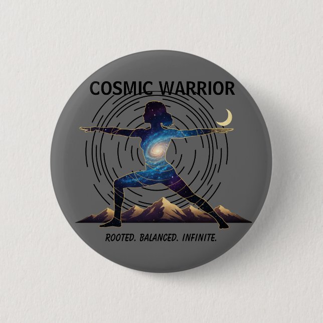 Cosmic Yoga Warrior | Galaxy Body Pose Knapp (Framsida)