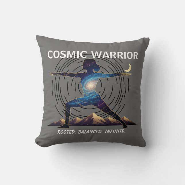 Cosmic Yoga Warrior | Galaxy Body Pose Kudde (Framsida)