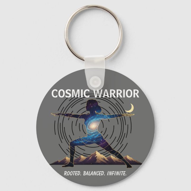 Cosmic Yoga Warrior | Galaxy Body Pose Nyckelring (Framsida)