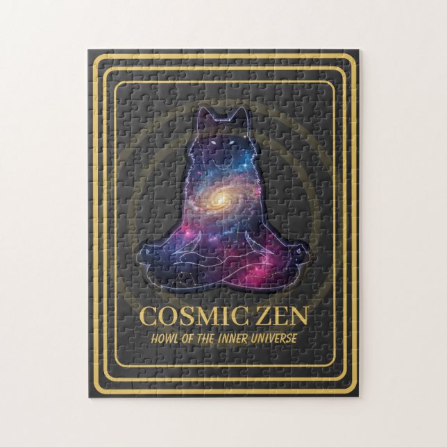 Cosmic Zen Wolf – Meditating Galaxy Spirit Animal  Pussel (Vertikal)