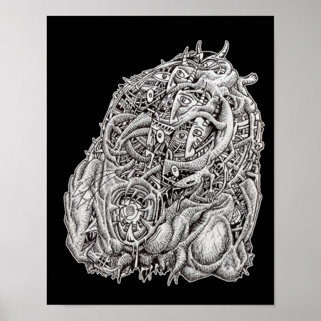 Cosmografiskt huvud, av Brian Benson, svart Poster (Framsidan)