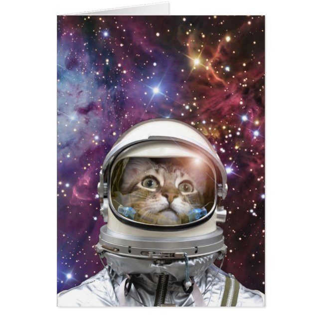 Cosmonaut-katt Hälsningskort (Framsidan)