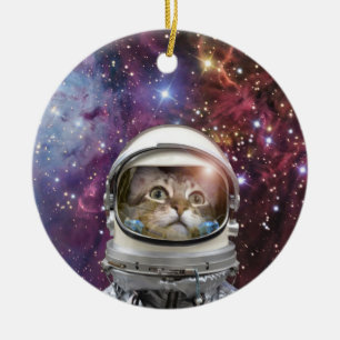 Cosmonaut-katt Julgransprydnad Keramik