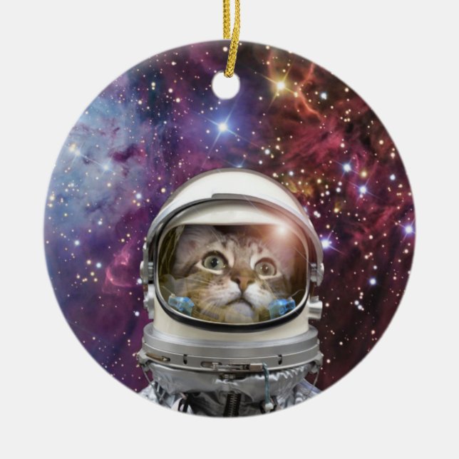 Cosmonaut-katt Julgransprydnad Keramik (Framsidan)