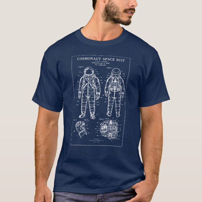 Cosmonaut Space Suit Blueprint T Shirt (Framsida)