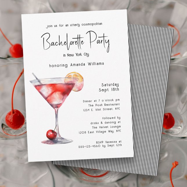 Cosmopolitan Bachelorette Party in City Inbjudningar (Plan a New York City Bachelorette Party for a memorable sendoff for the Bride-to-Be and her besties.)