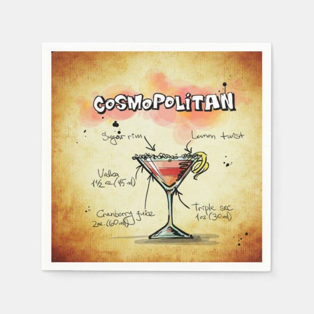 Cosmopolitan Bartender Drink Recipe Pappersservett (Framsidan)