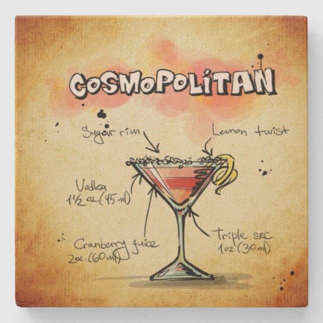 Cosmopolitan Bartender Drink Recipe Stenunderlägg (Framsidan)
