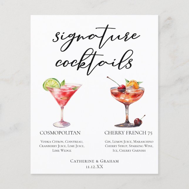 Cosmopolitan Cherry Fransk 75 Cocktails Menu (Framsida)