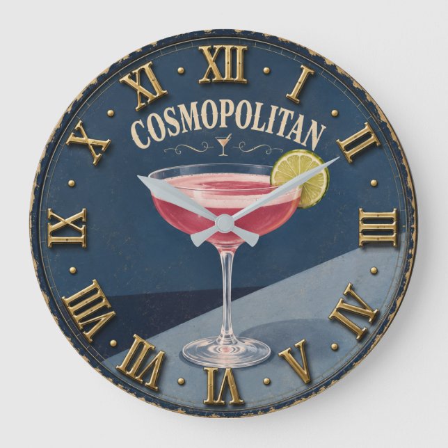 Cosmopolitan Cocktail Home Bar Decor Stor Klocka (Framsida)