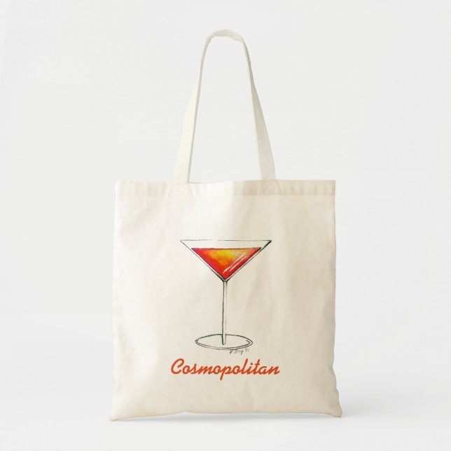 Cosmopolitan Cocktail New York City NYC Cosmo Tote Tygkasse (Framsidan)