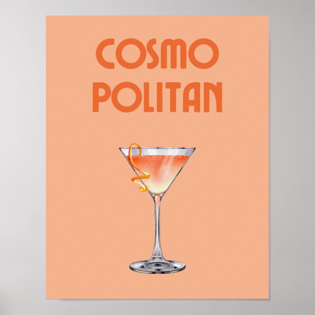 Cosmopolitan Cocktail Orange Retro Drink Poster (Framsidan)