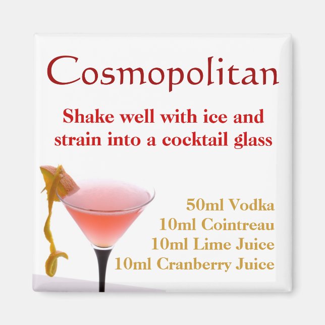 Cosmopolitan Cocktail Recipe Magnet (Framsidan)